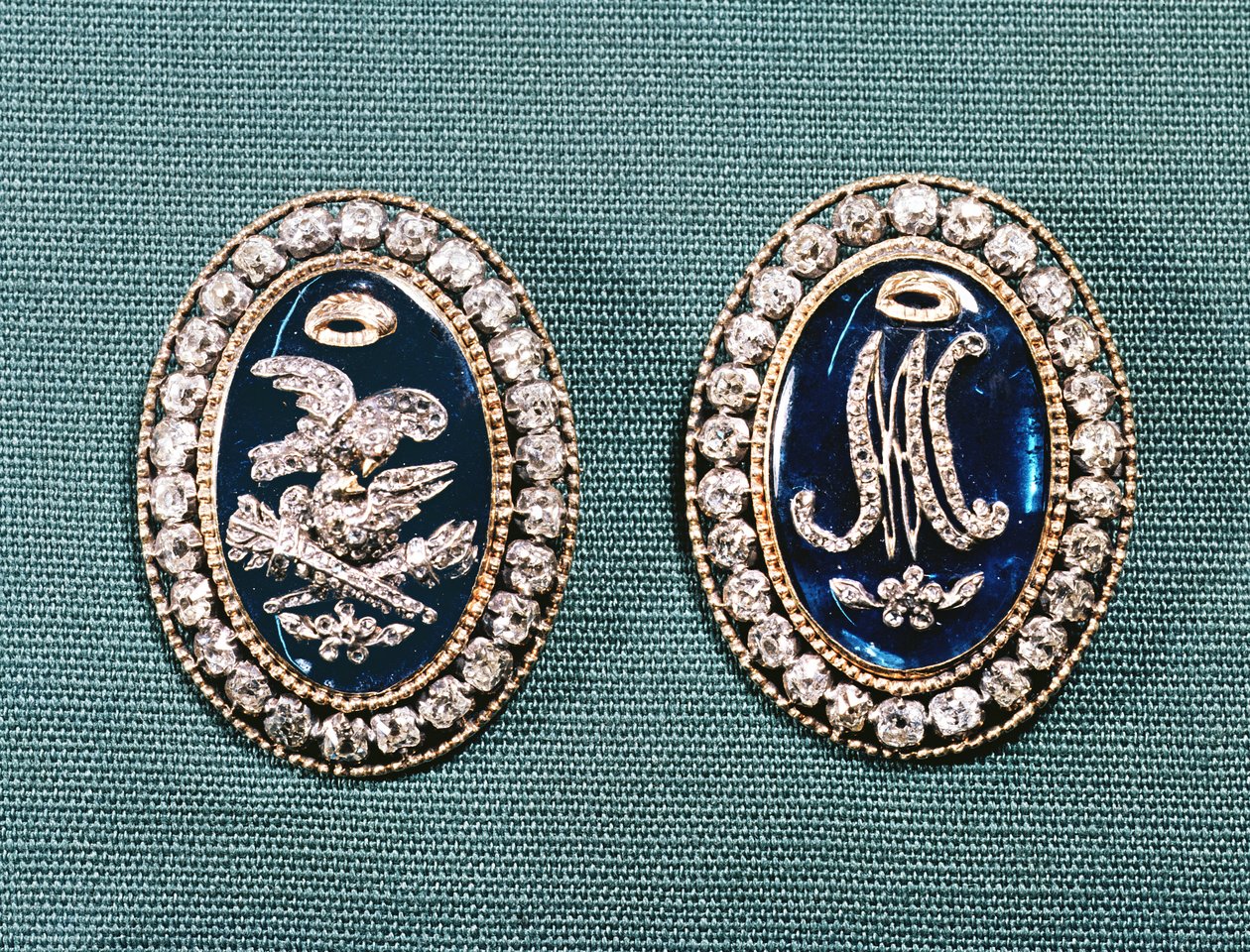 Armbåndspenner, sent på 1700-tallet (diamant og pasta satt i gull) av French School