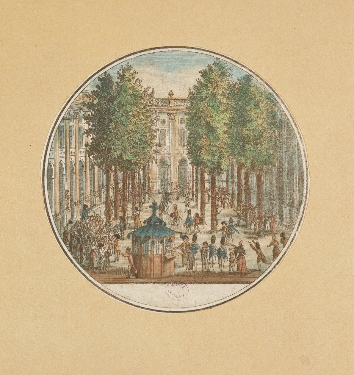 Camille Desmoulins taler ved Palais Royal, 12. juli 1789 av French School