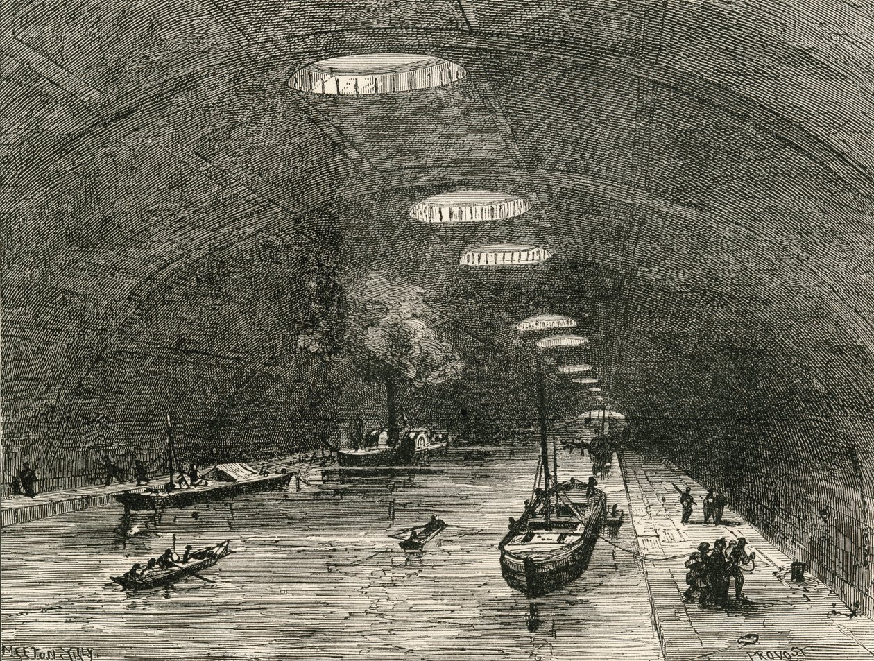 Canal Saint Martin, Paris, som går under den østlige delen av byen, fra 