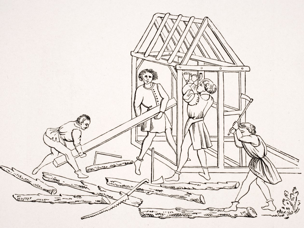 Snekkere, etter en miniatyr i et manuskript fra 1400-tallet, 
