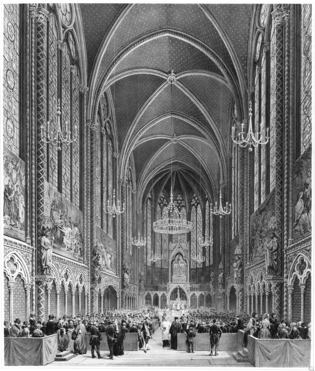 Feiring av messen for magistraten ved Sainte Chapelle, ca. 1849 av French School