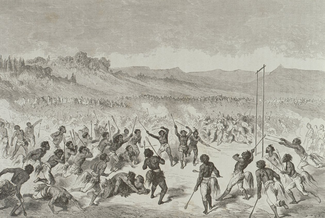 Choctaw-indianere spiller et ballspill på 1850-tallet, fra 