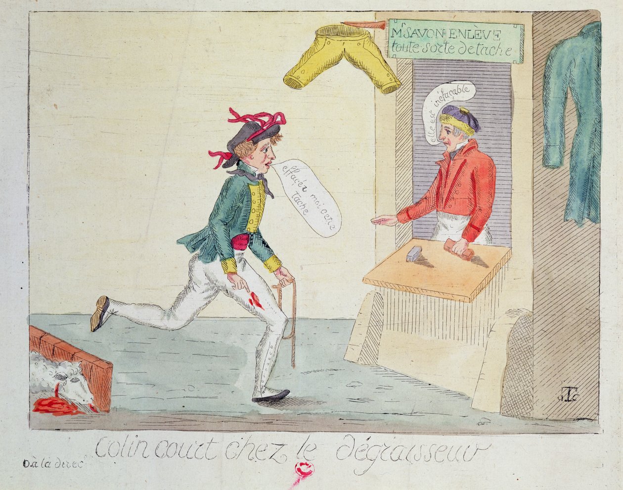 Colin Court ved flekkfjernerne, 1814 av French School