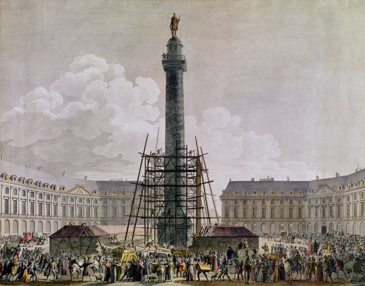 Bygging av Vendome-søylen i 1803-10 av French School