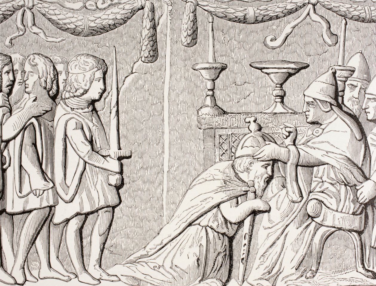 Kroningen av keiser Sigismond av pave Eugene IV i 1433, etter et basrelieff på en dør til St. Peters, Roma, fra 
