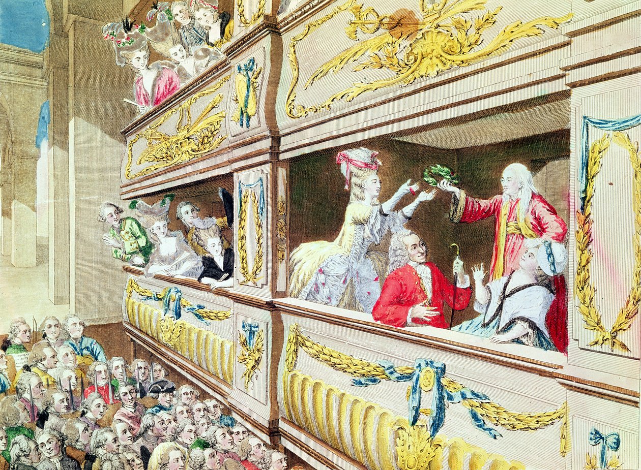 Kroningen av Voltaire ved Theatre Francais, 1778 av French School