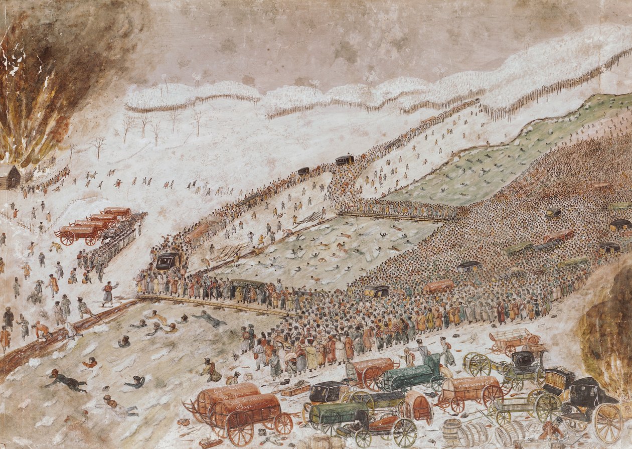 Krysser Berezina, november 1812 av French School