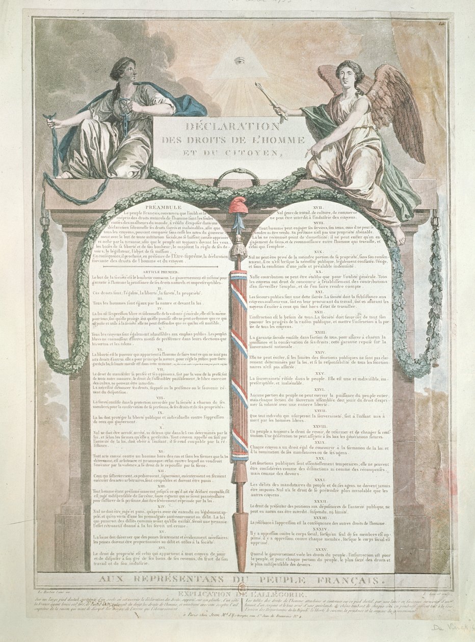 Erklæring om menneskets rettigheter, 10. august 1793 av French School