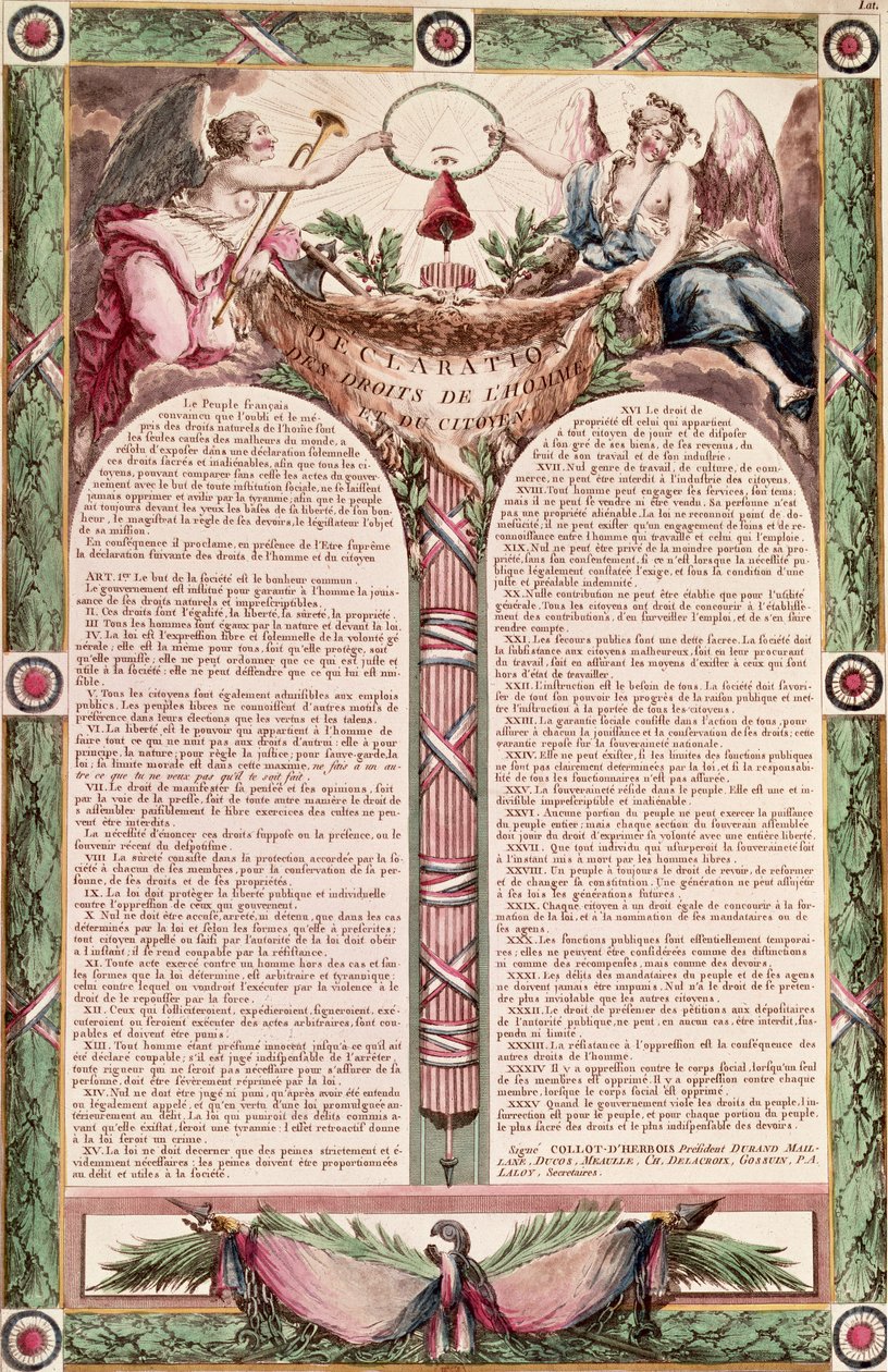Erklæring om menneskets rettigheter, 1793 av French School
