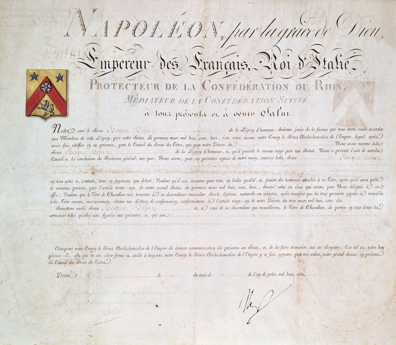 Adelsdekret opprettet under det første imperiet, 1813 av French School