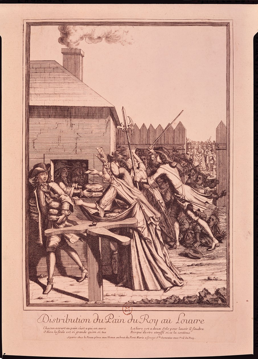 Utdeling av brød på Louvre under matmangelen, 1709 av French School