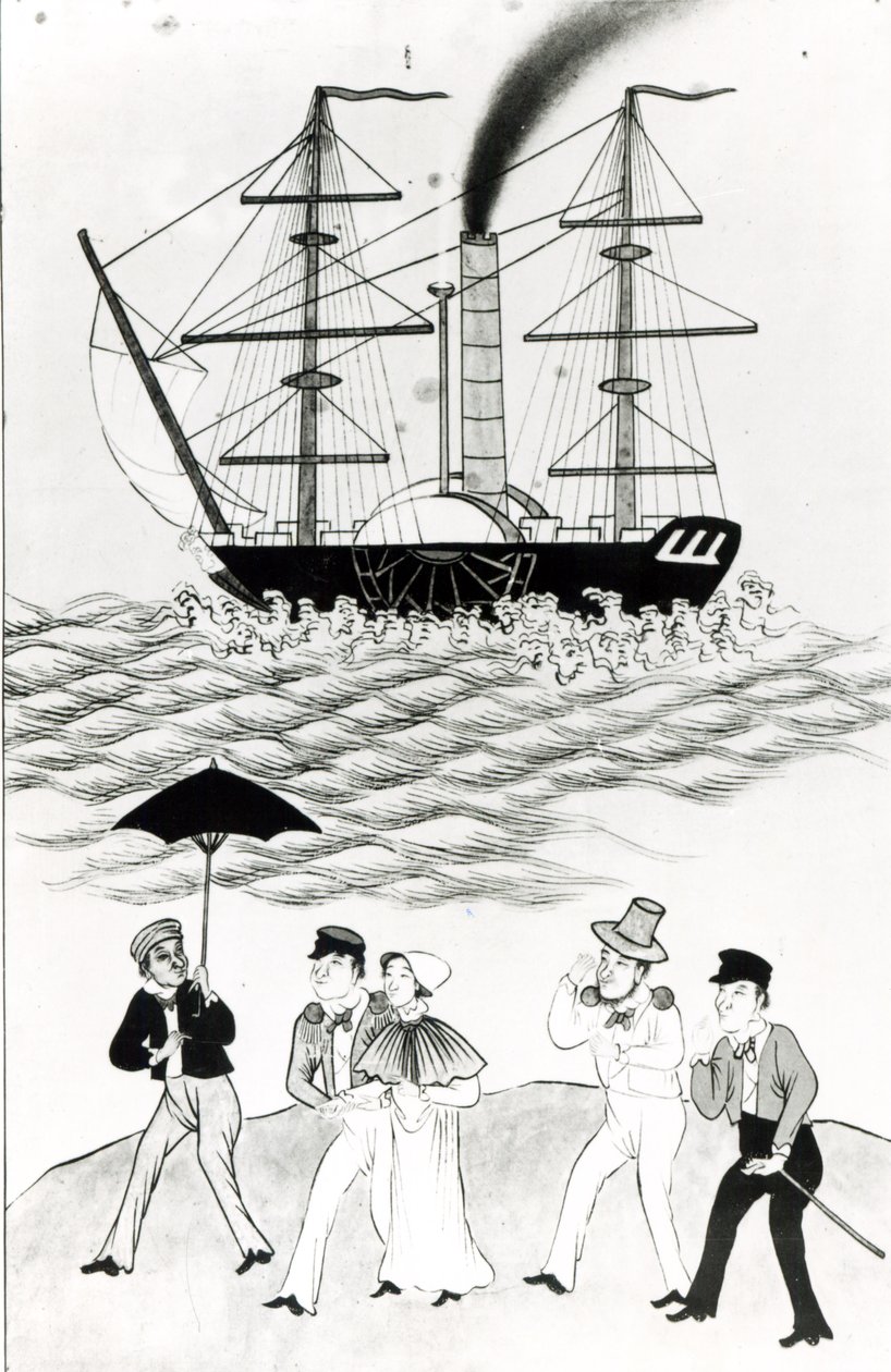 Engelsk dampskip i Canton, 1840 (se også 364597) av French School