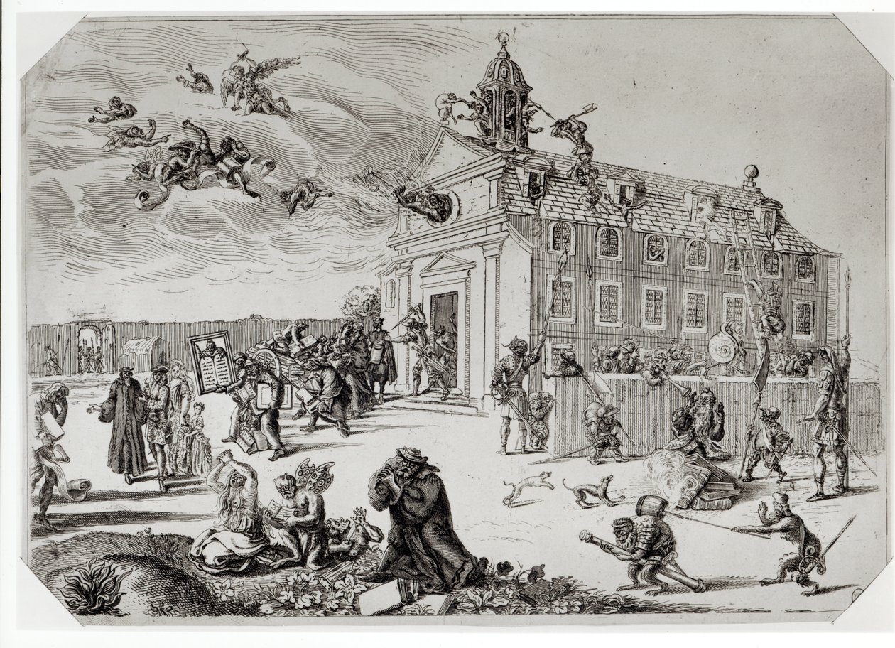 Brann ved Charenton-tempelet, ca. 1685 av French School