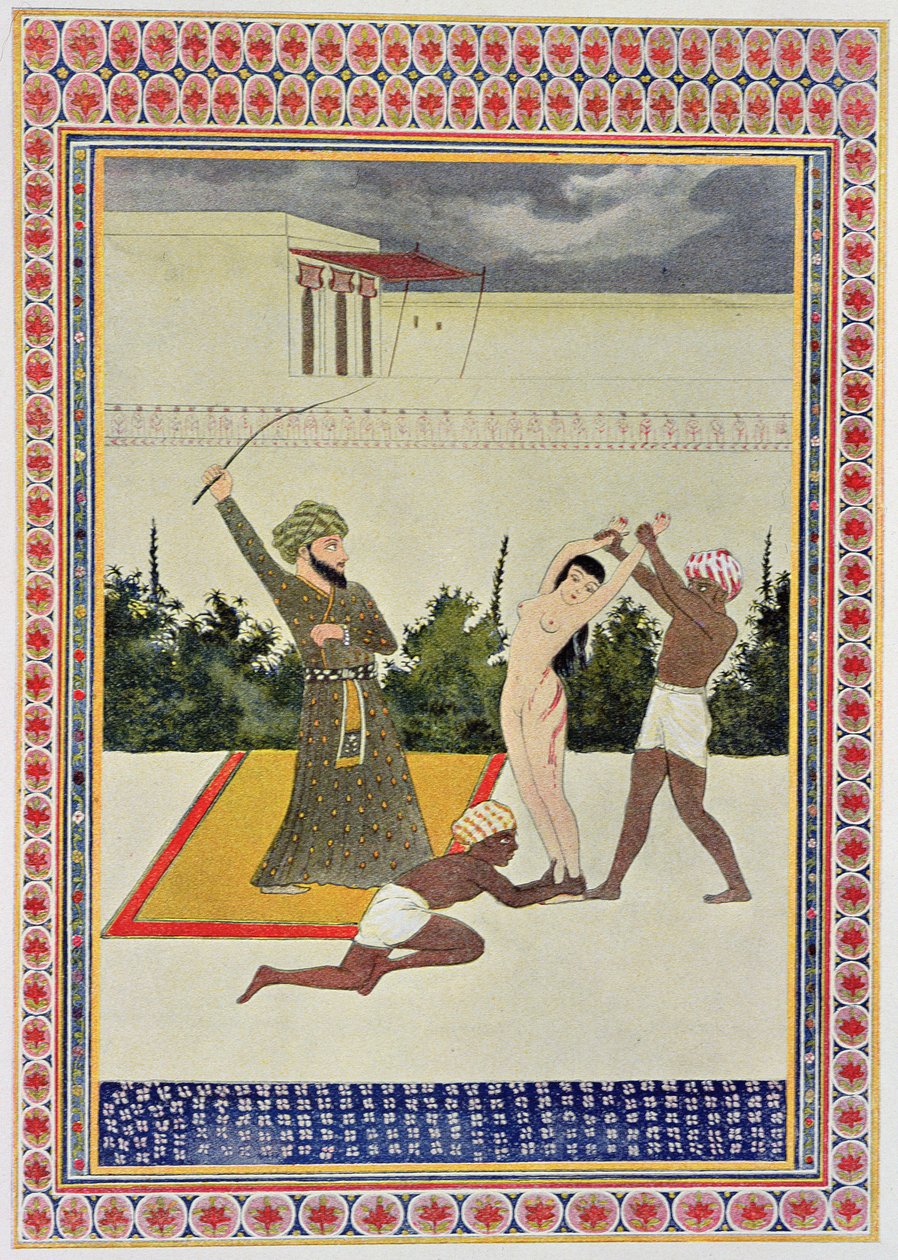 Flagelering, illustrasjon fra The Arabian Nights, 1895 (fargegravering) av French School