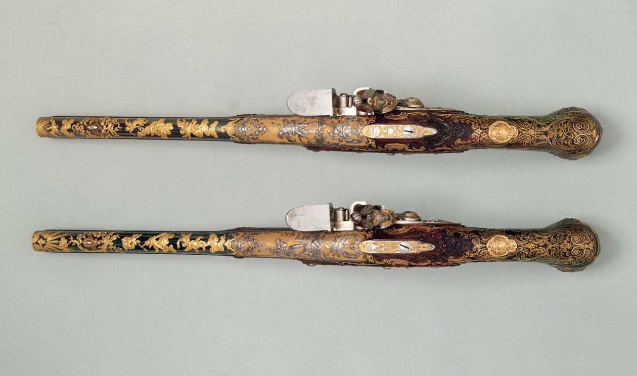 Flintlock-pistoler, ca. 1690 av French School