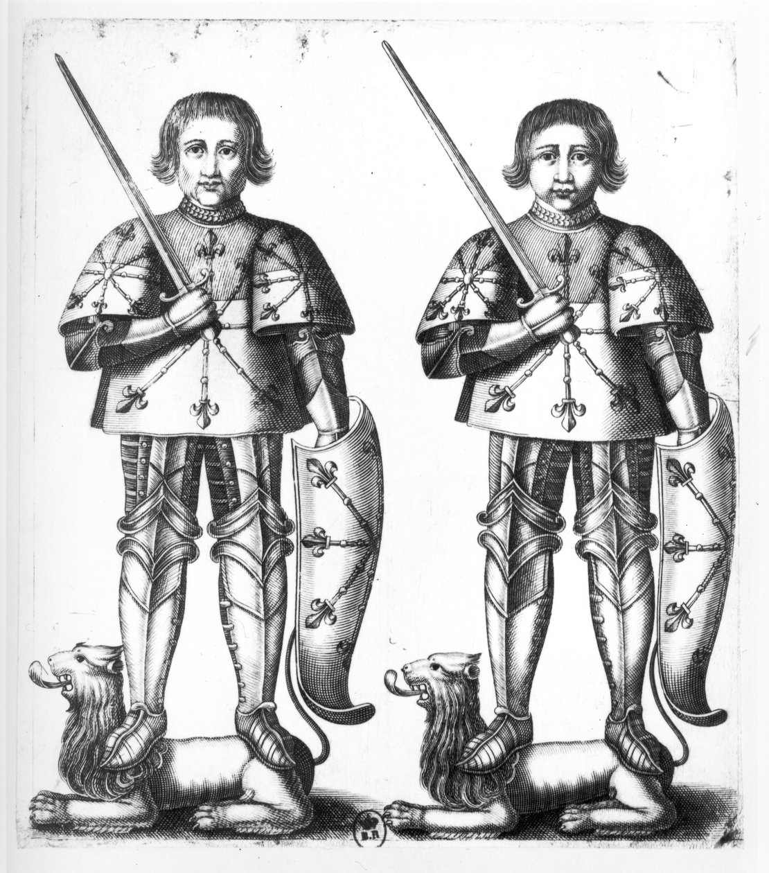 Foulques III Nerra (eller den svarte) (970-1040) og Geoffroy II Martel (1005-60) av French School