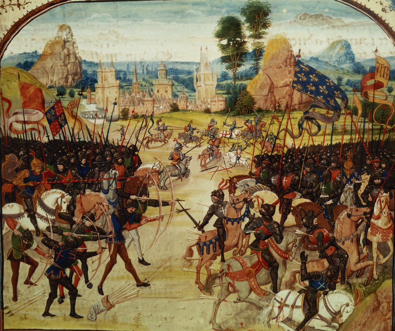 Fr 2643 f.207 Slaget ved Poitiers, 1356, fra Froissarts Chronicle av French School
