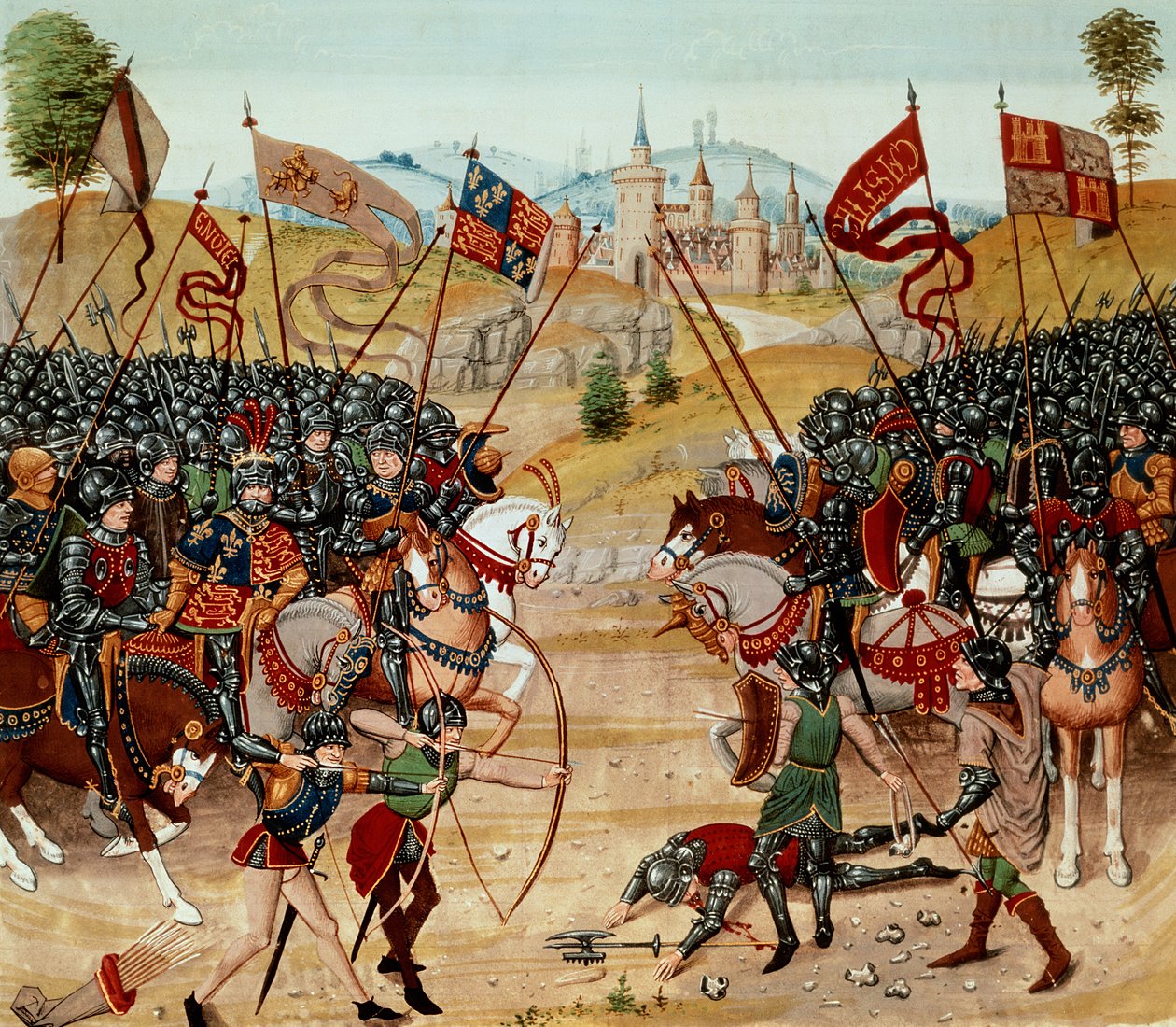 Fr 2643 f.312v Slaget ved Najera, 1367, fra Froissarts Chronicle av French School