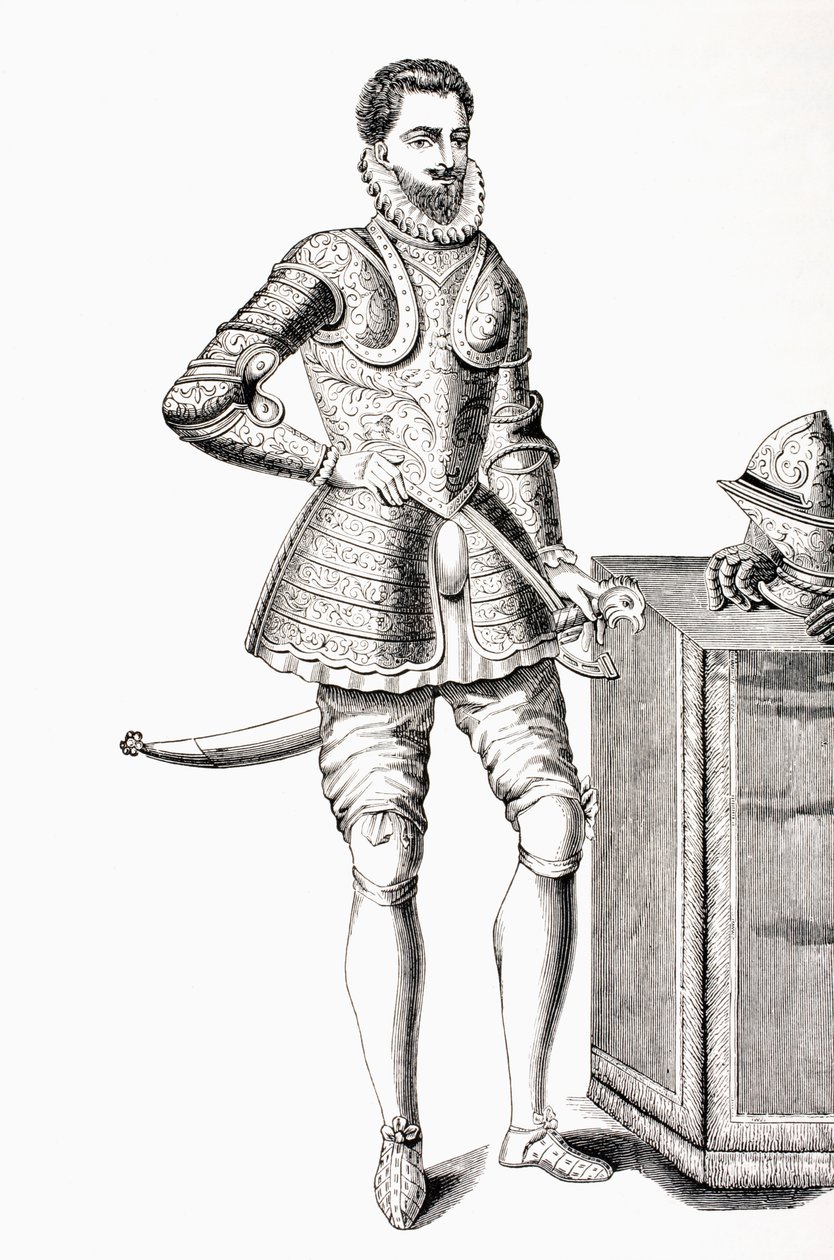 Francis, hertugen av Anjou og Alencon, kledd i damascener fra 1500-tallet, fra 