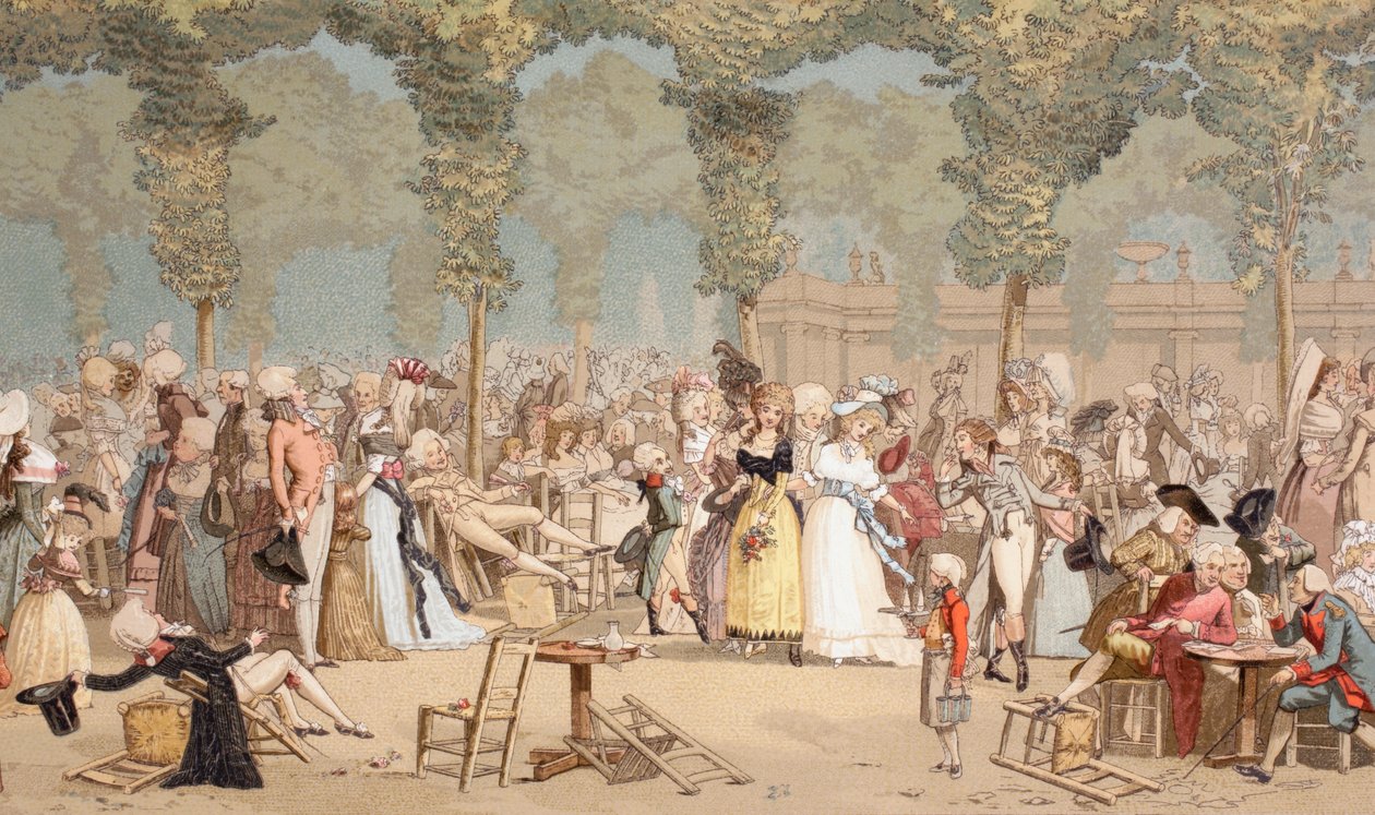 Hage på Palais-Royal i Paris fra 1700-tallet, 1875 av French School