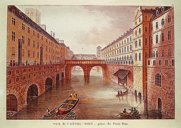 Hotel-Dieu Hospital, Paris (fargegravering) av French School