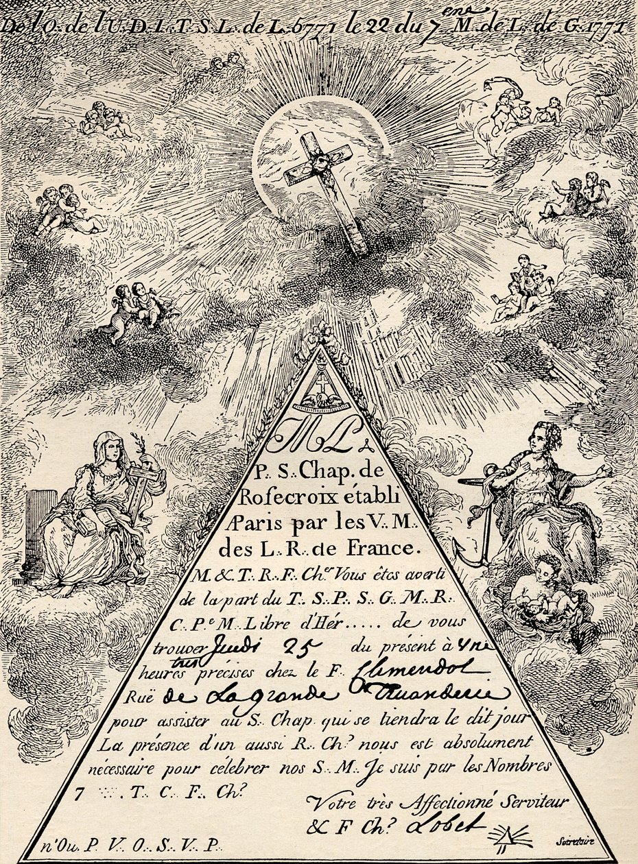 Invitasjon fra det franske kapittelet til frimurerne, 1771, fra 