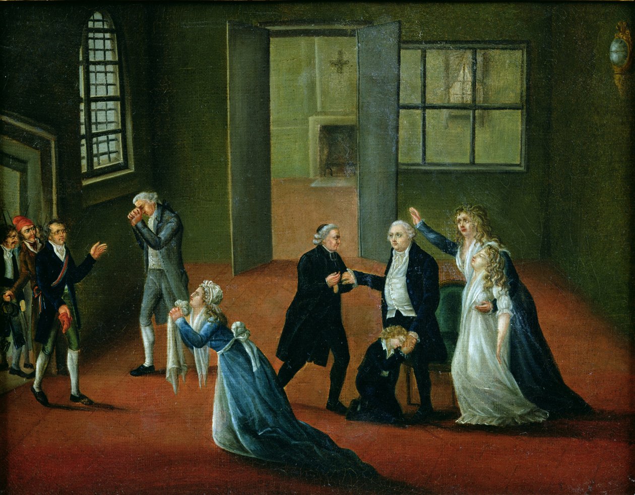 Louis XVI (1754-93) tok farvel med familien sin, 20. januar 1793 av French School
