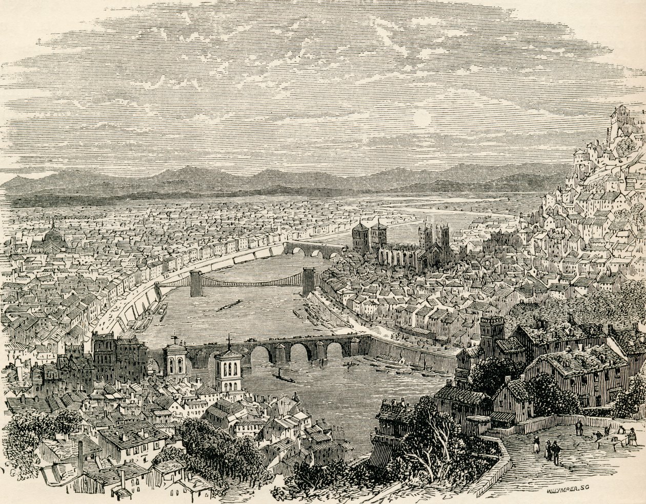 Lyon, Frankrike, på 1800-tallet, fra 'French Pictures' av pastor Samuel G. Green, utgitt 1878 av French School