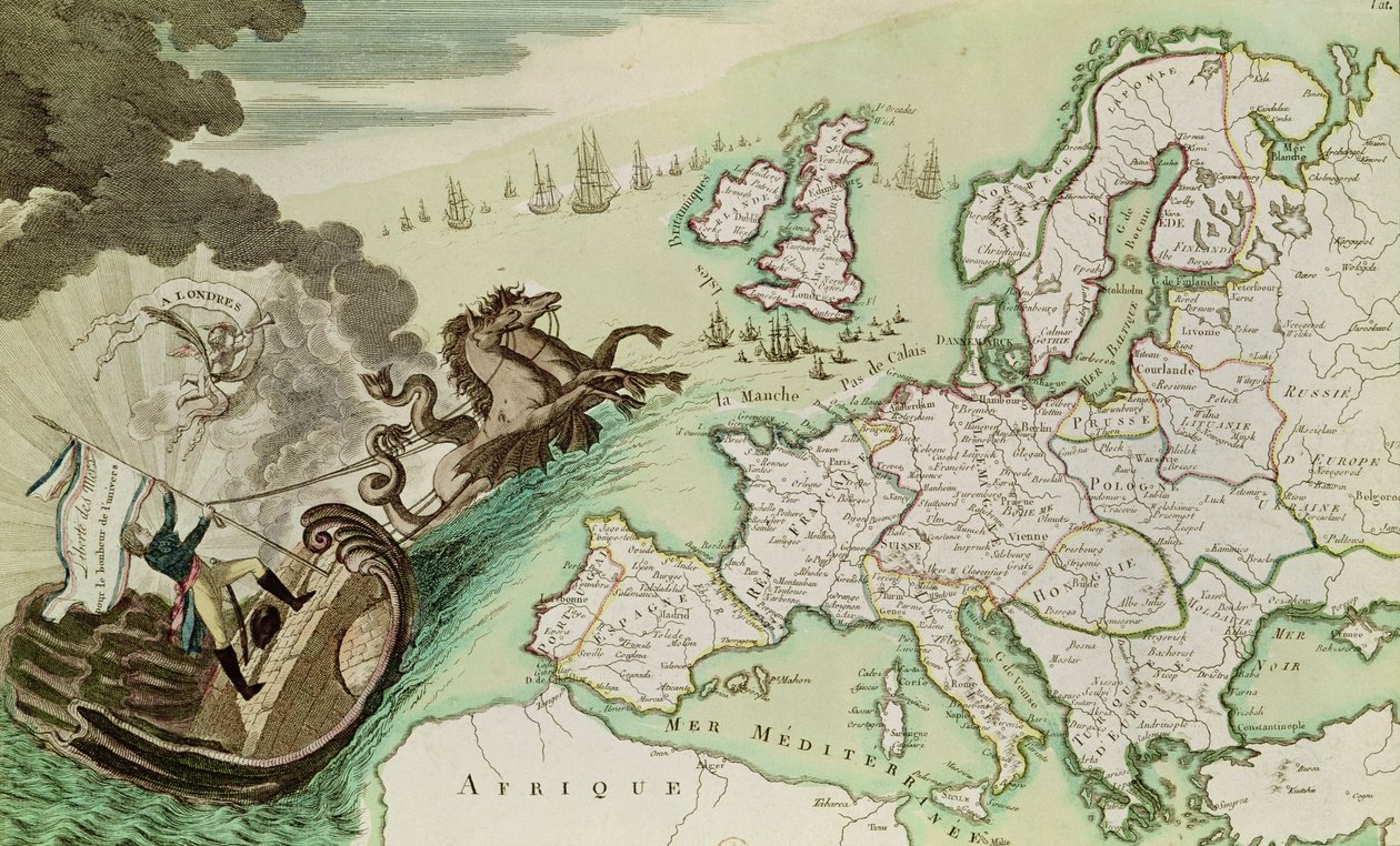 Kart som illustrerer sjøangrepet på England av Napoleon Bonaparte (1769-1821) ca. 1803-04 av French School
