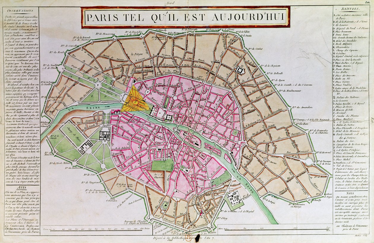 Kart over Paris, juni 1800 av French School