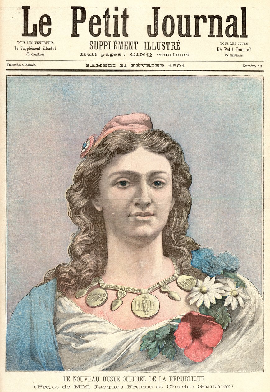 Marianne, den nye offisielle representasjonen for den franske republikken, fra 