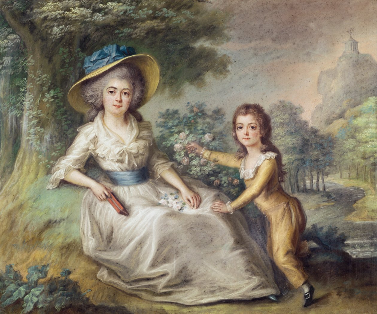 Marie Dupin de Francueil (1748-1821) og hennes sønn, Maurice av French School