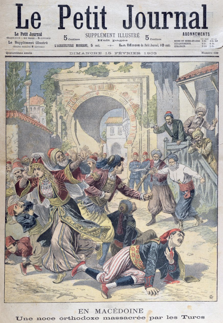 Massakre ved et makedonsk-ortodoks bryllup av tyrkere, fra Le Petit Journal, 15. februar 1903 av French School