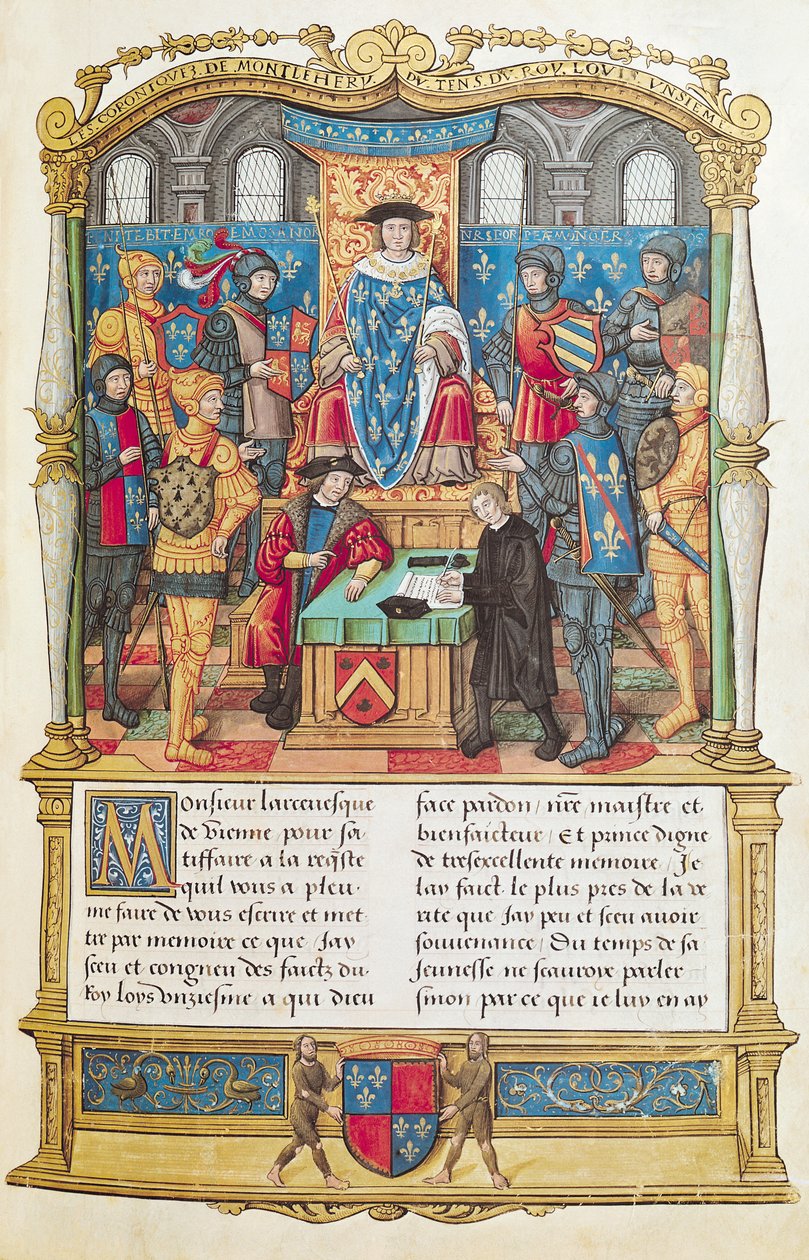 Ms 18 fol 1r Presentasjon av memoarene til Louis XI, fra memoarene til Philippe av Commines (1445-1509) av French School