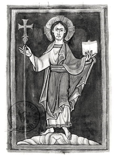 Ms 2657 fol.2v Kristus, fra en Benedictional av French School