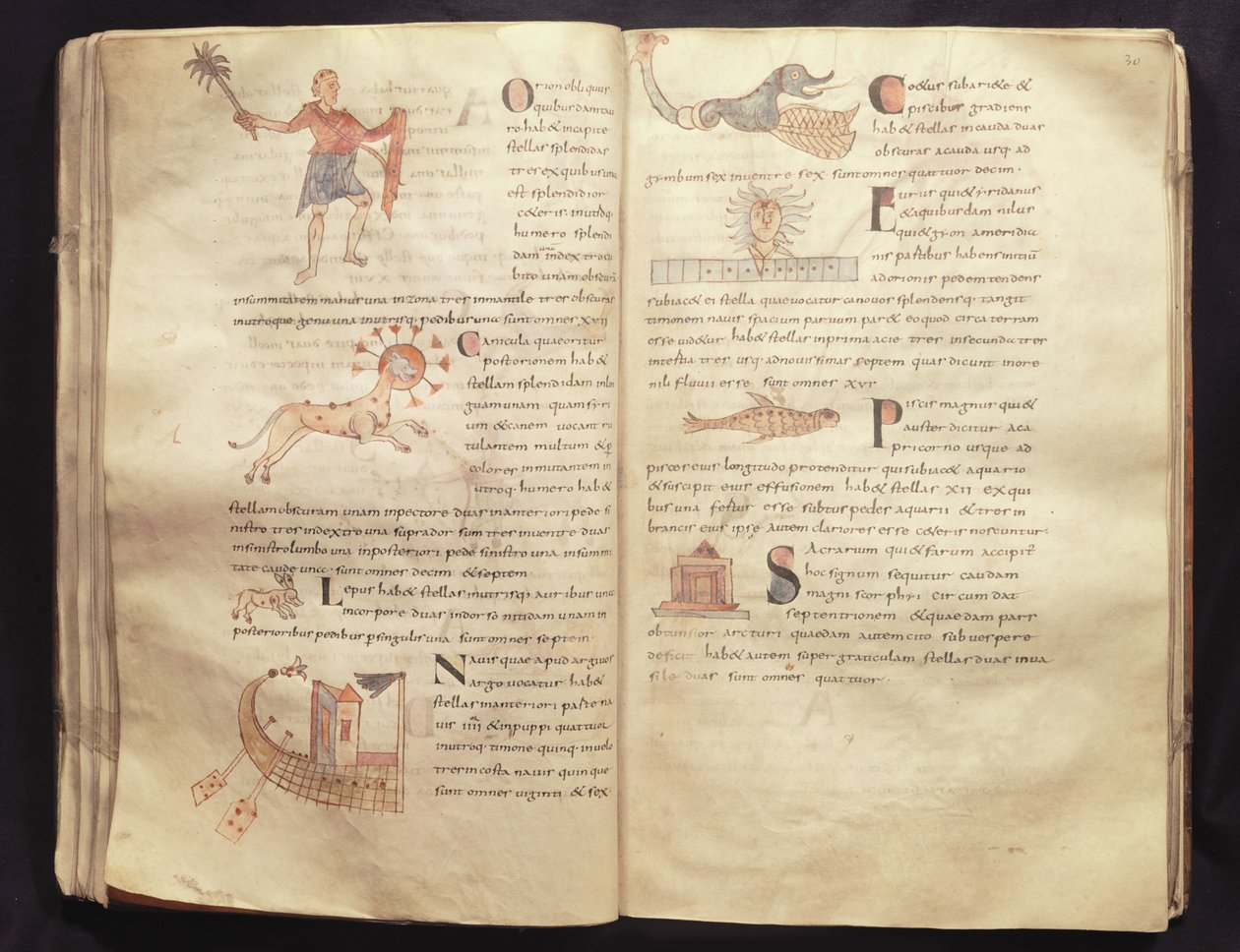 Ms 422 Fol.29 og 30 Månens vei over stjernebildene, fra 