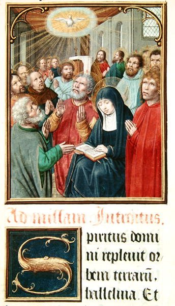 Ms 60 fol.37r Pintecost, fra en samling av samlinger av Odoart de Bersacques, Prevost of Saint-Omer av French School