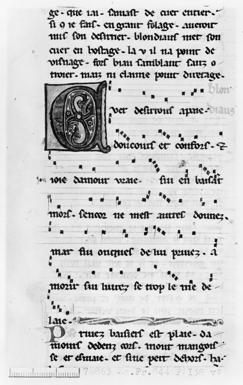 Ms.Fr 844 fol.138v Sang av Blondel de Nesles (slutten av 1100-tallet) av French School
