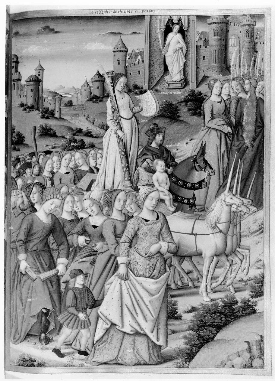 Ms.Fr.594 fol.102 The Triumph of Chastity and Reason, fra 