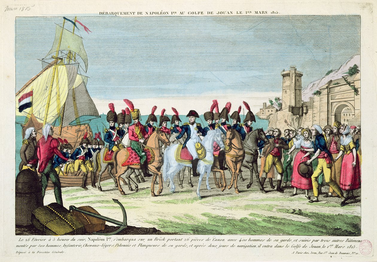 Napoleon (1769-1821) på vei til Golf Juan, 1. mars 1815 av French School