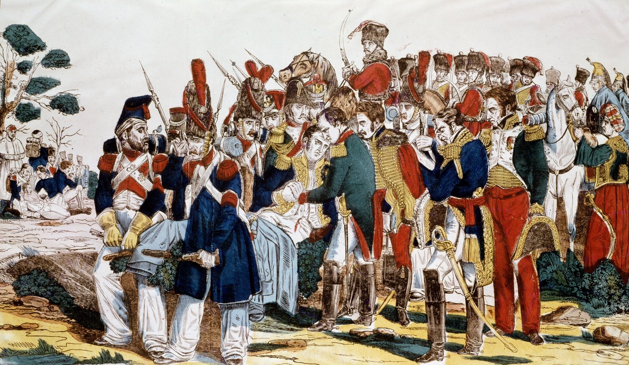 Napoleon I (1769-1821) ved Essling på tidspunktet for Jean Lannes (1769-1809) død hertug av Montebello, 22. mai 1809 av French School