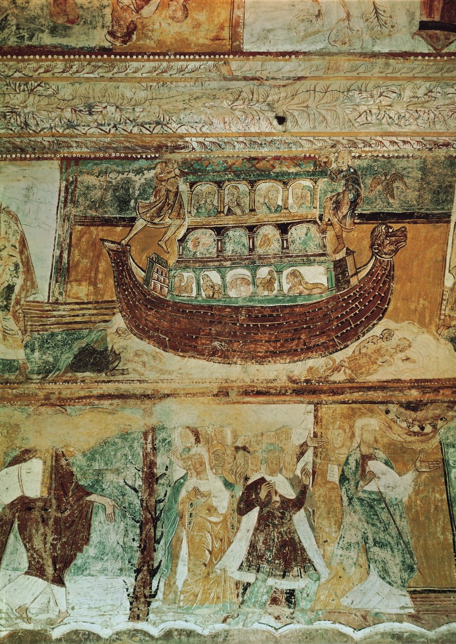 Noahs ark under vannflommen, ca. 1100 av French School