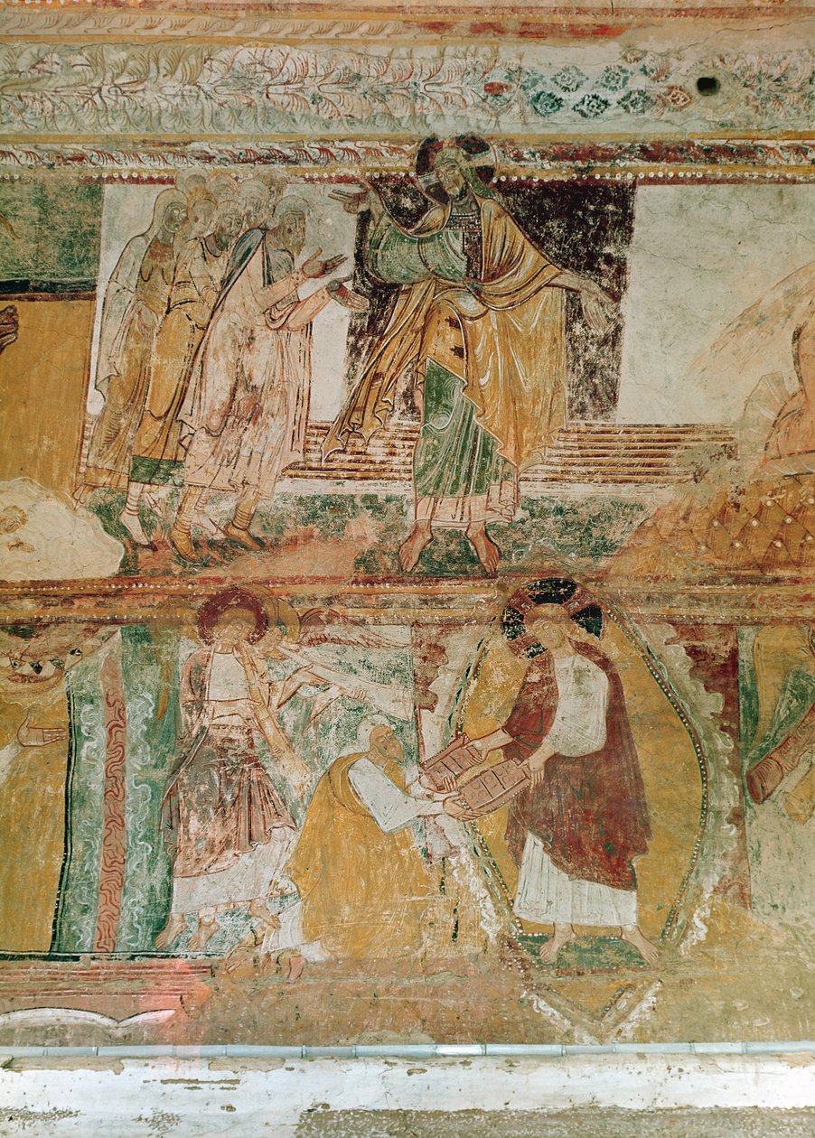 Noahs ark og Moses med lovens tavler, fra kirkeskipet, ca. 1100 av French School