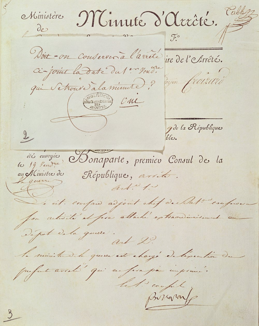 Offisielt dokument signert av Napoleon I (1769-1821) 1 Vendemiaire An 9 (23. september 1800) av French School