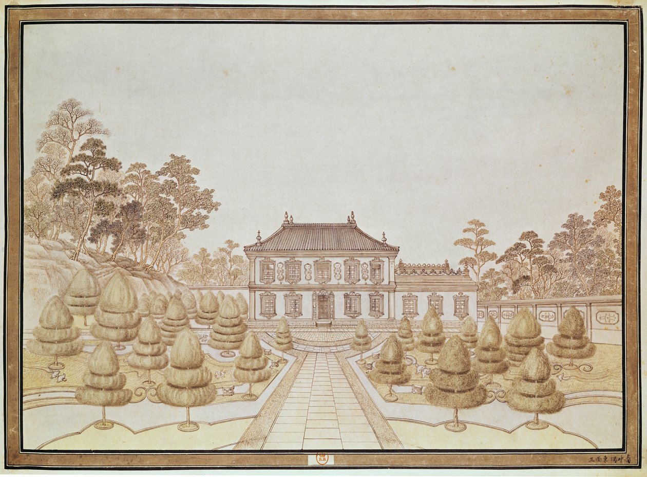 Et av keiserens 36 palasser ved Yuen Ming Yuen, bygget av Benoit i 1750 av French School