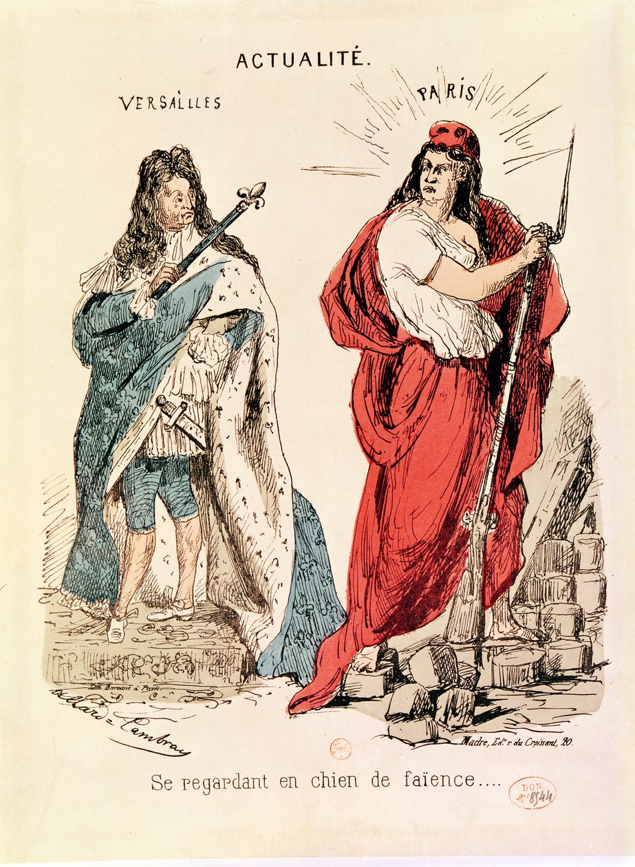 Paris og Versailles stirrer på hverandre, 1871 av French School