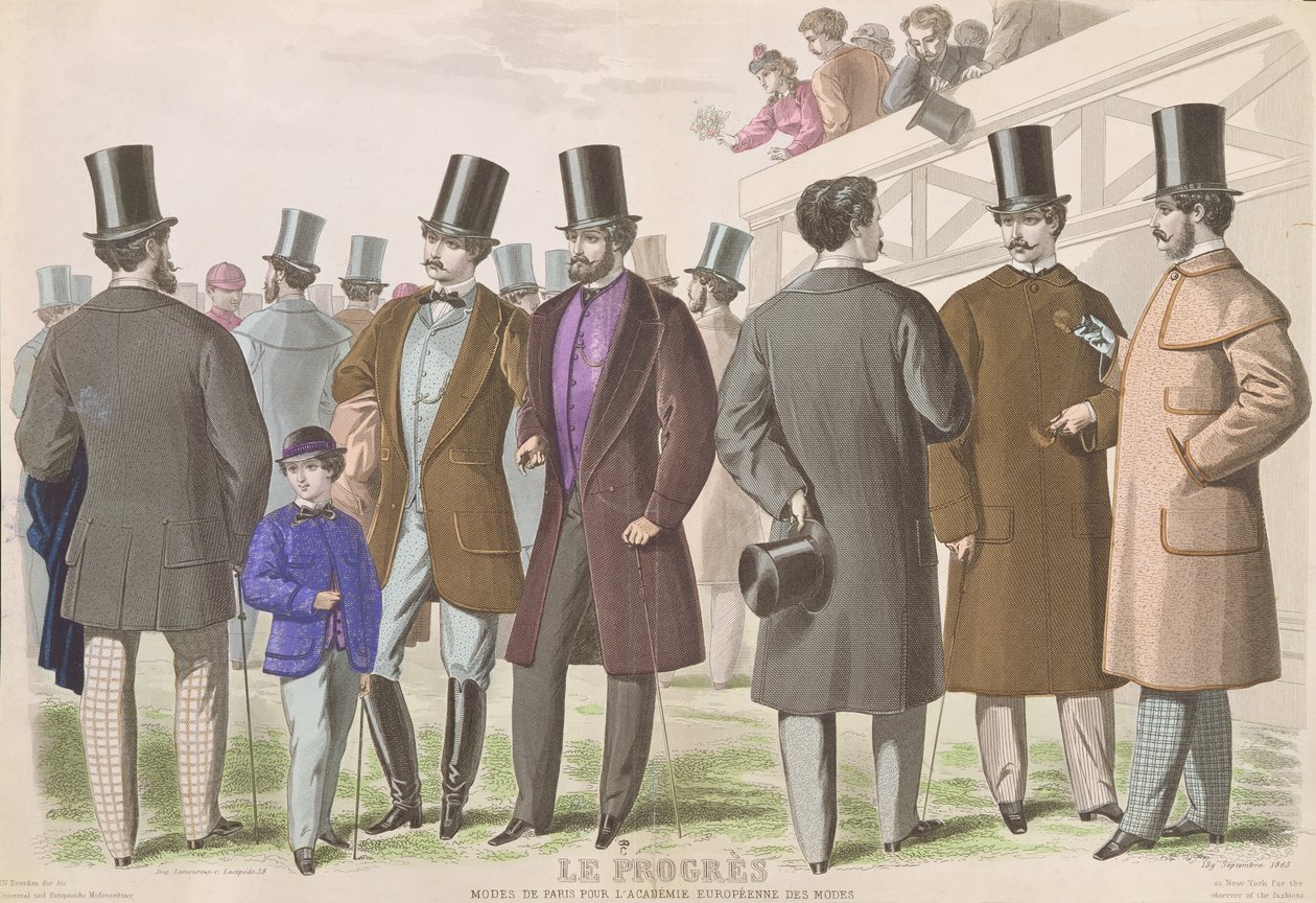 Parisisk reklame for fasjonable maskuline klær, 1865 av French School