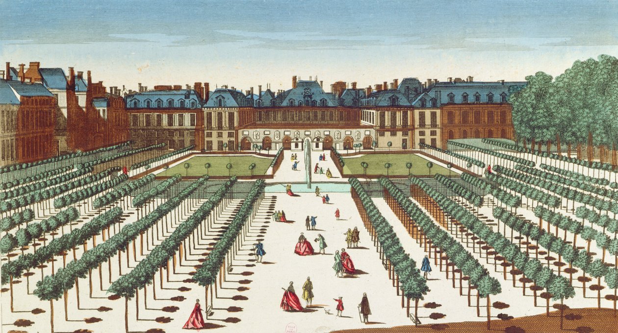 Perspektiv utsikt over Palais Royal fra hagene av French School