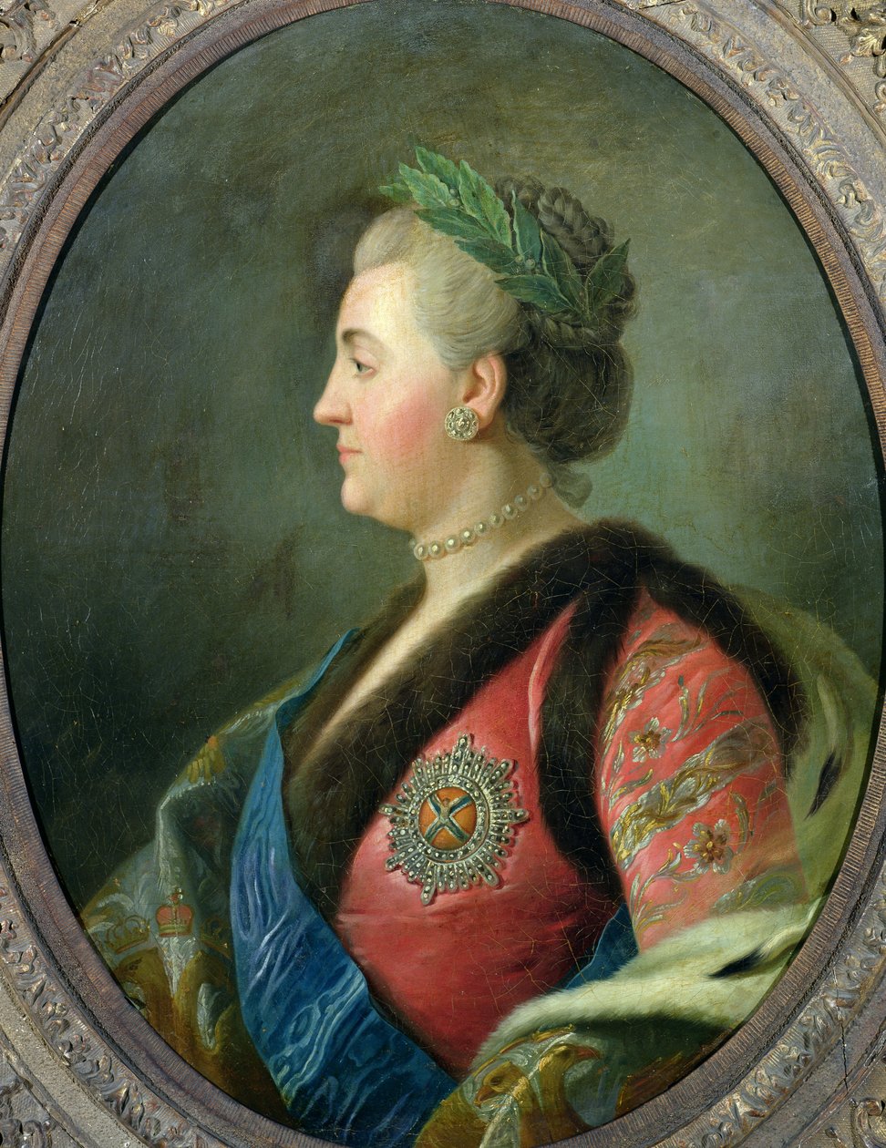 Portrett av Katarina II (1729-1796) av Russland av French School