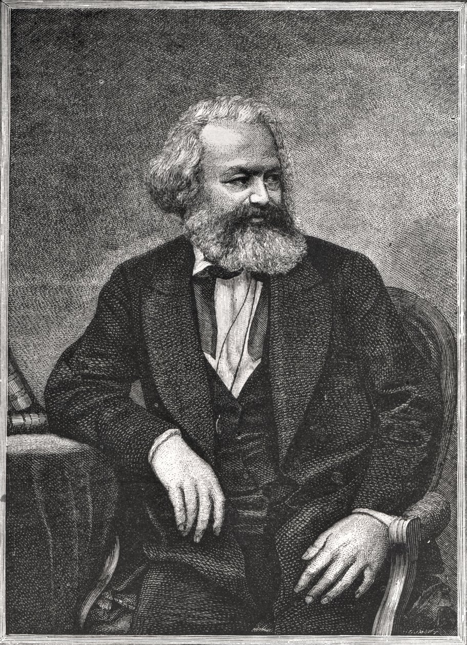 Portrett av Karl Marx (1818-83) 1857 av French School